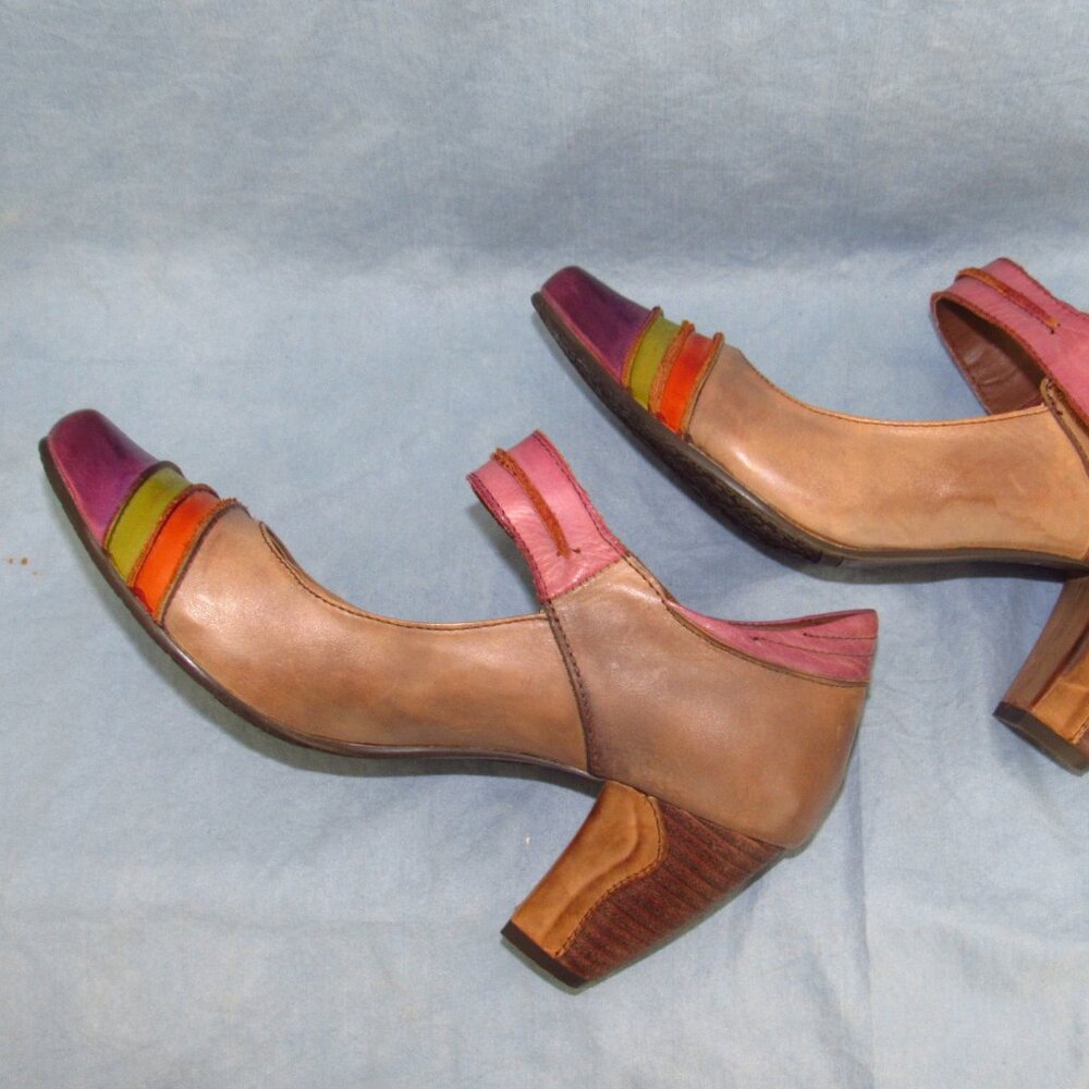 Spring Step “Hulahoop” Multi-Colored Leather Mary Janes (Eu Size 38; See Note) View 4